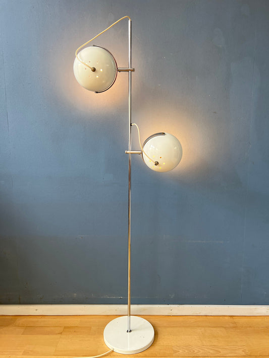 White Mid Century Space Age Eyeball Floor Lamp