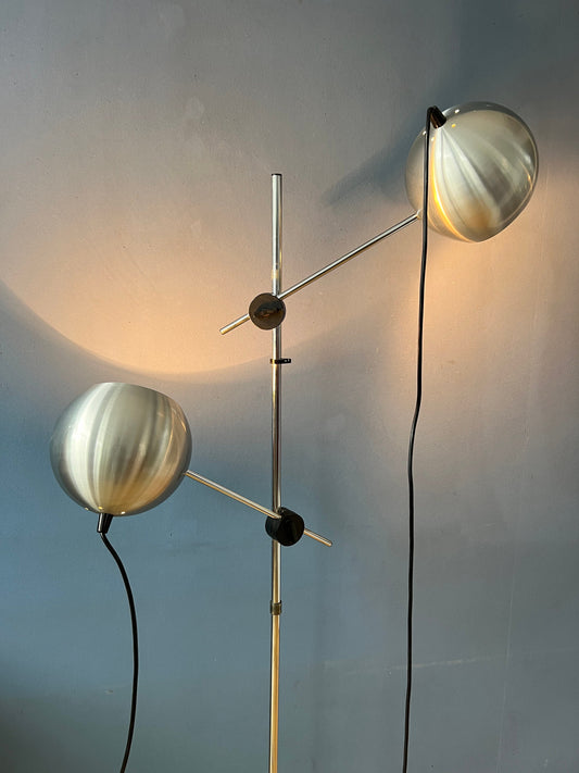 Mid Century Silver Swing Arm Eyeball Floor Lamp