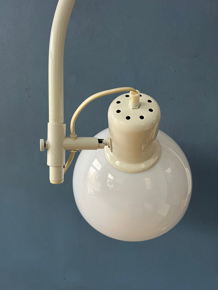 White Mid Century Herda Space Age Arc Wall Lamp