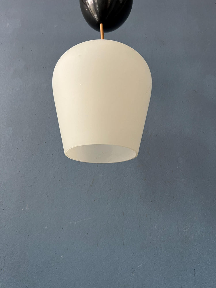 Small Reversed Tulip Mid Century Opaline Glass Hanging Lamp