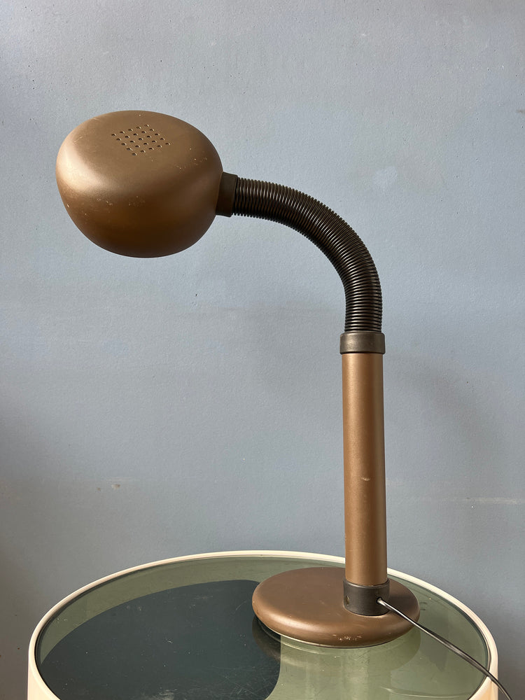 Brown Space Age Desk Lamp with Adjustable Arm