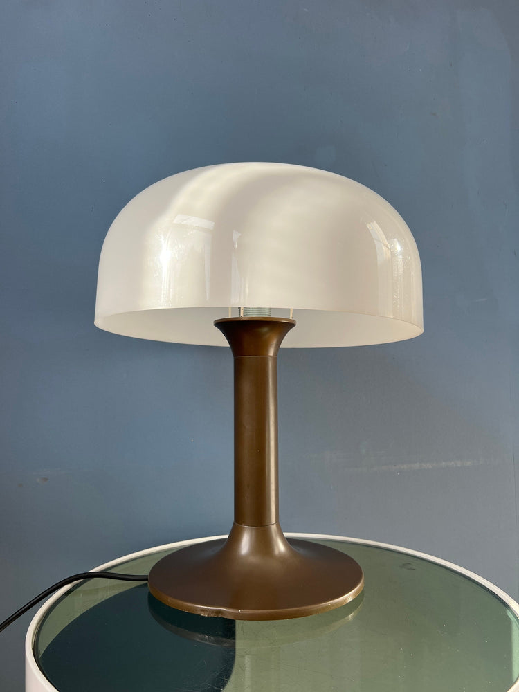 Brown and White Space Age Mid Century Mushroom Table Lamp