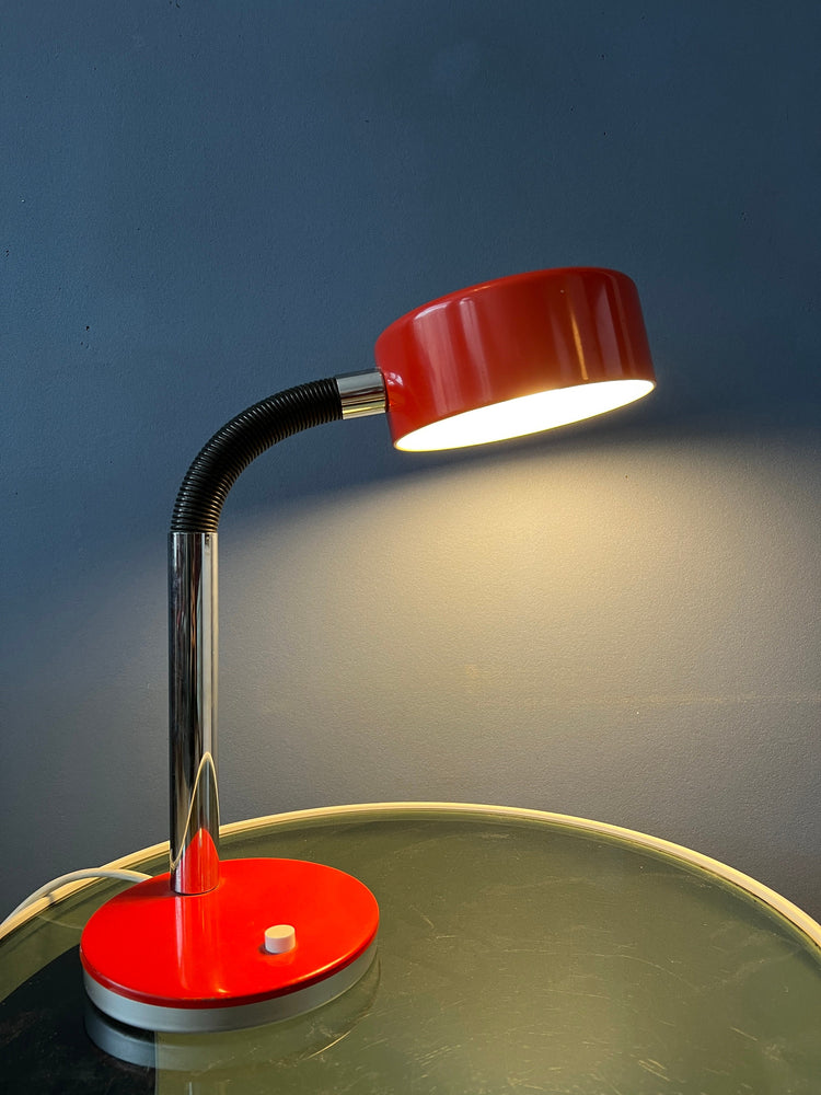 Red Adjustable Mid Century Cosack Table Lamp