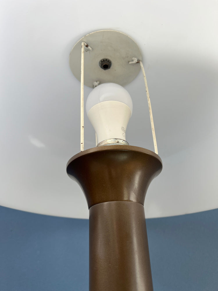 Brown and White Space Age Mid Century Mushroom Table Lamp