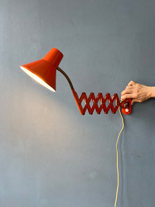 Mid Century Red Vintage Scissor Wall Lamp