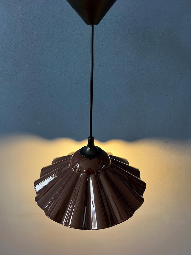 Brown Small Enamel Art Deco Style Flower Shaped Pendant Lamp