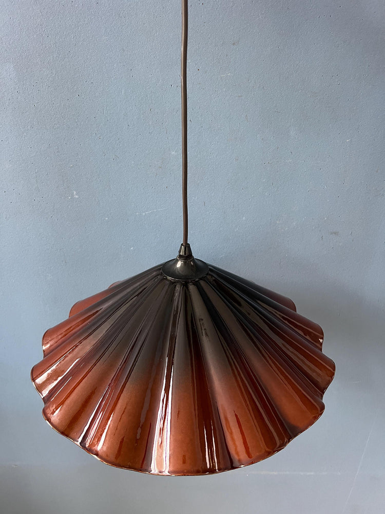 Art Deco Style Flower Shaped Pendant Lamp in Red/Brown Colour