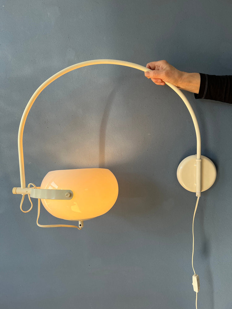 Mid Century Dijkstra Arc Wall Lamp - White Swing Arm Wall Light