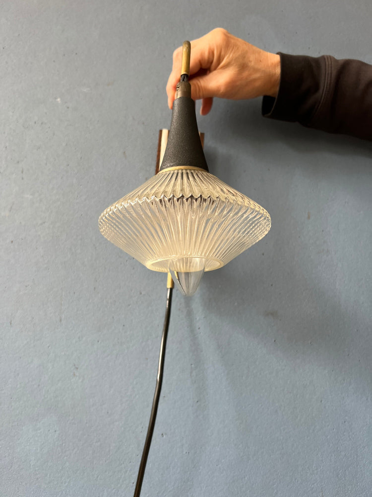 Small Mid Century Rod Glass Hanging Wall Lamp