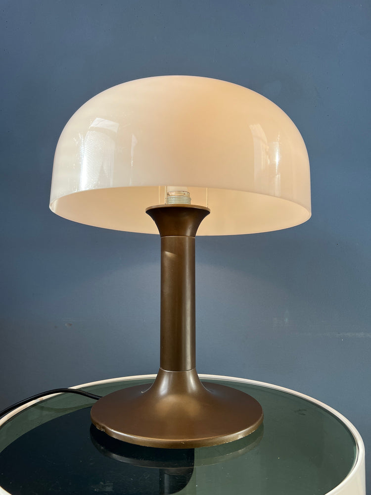 Brown and White Space Age Mid Century Mushroom Table Lamp