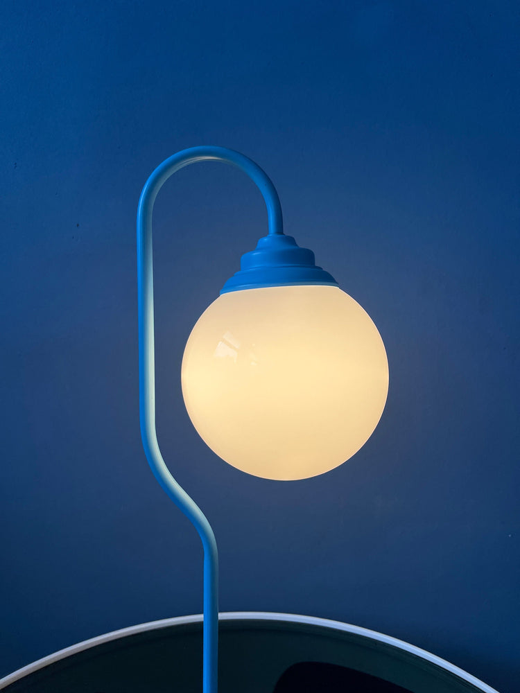 80s Blue Opaline Glass Table Lamp