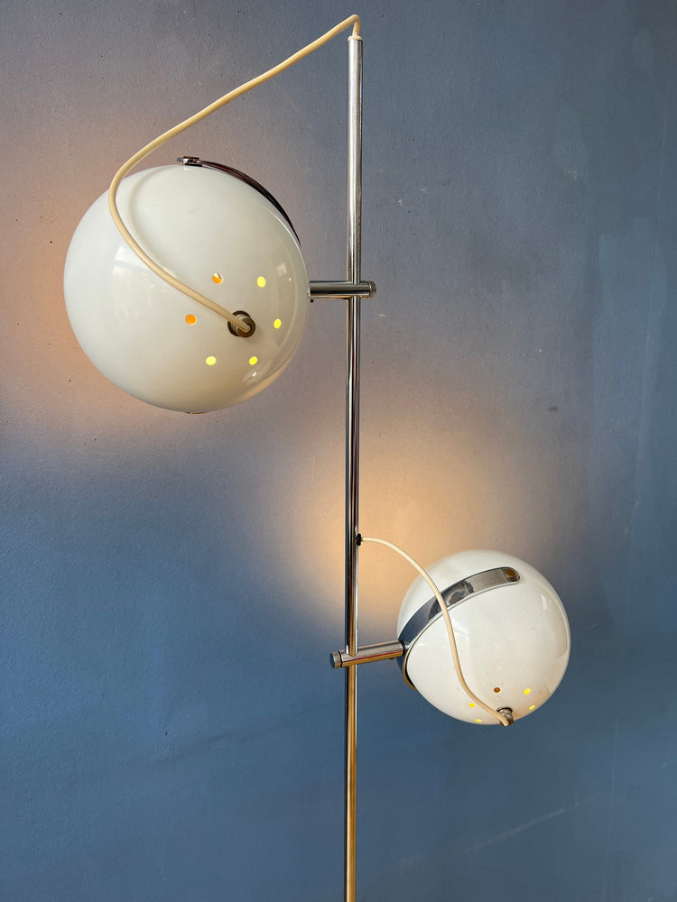 White Mid Century Space Age Eyeball Floor Lamp