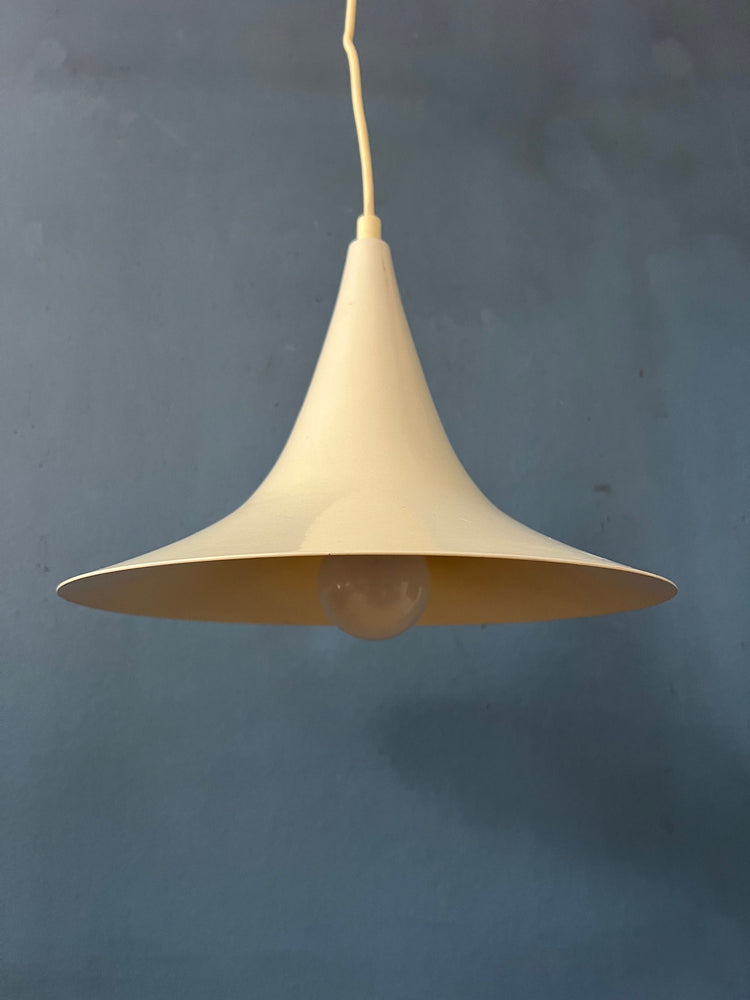 Mid Century White Space Age Witch Hat Pendant Lamp