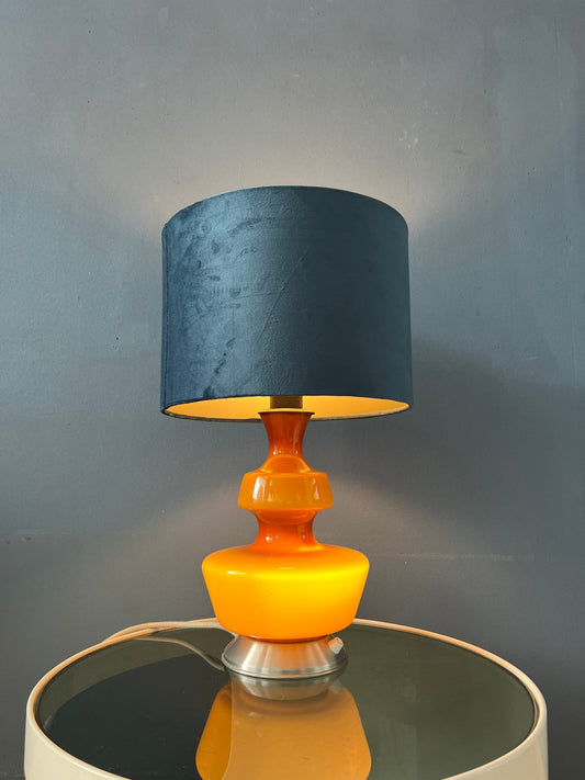 Mid Century Holmegaard Glass Table Lamp with Velours Shade