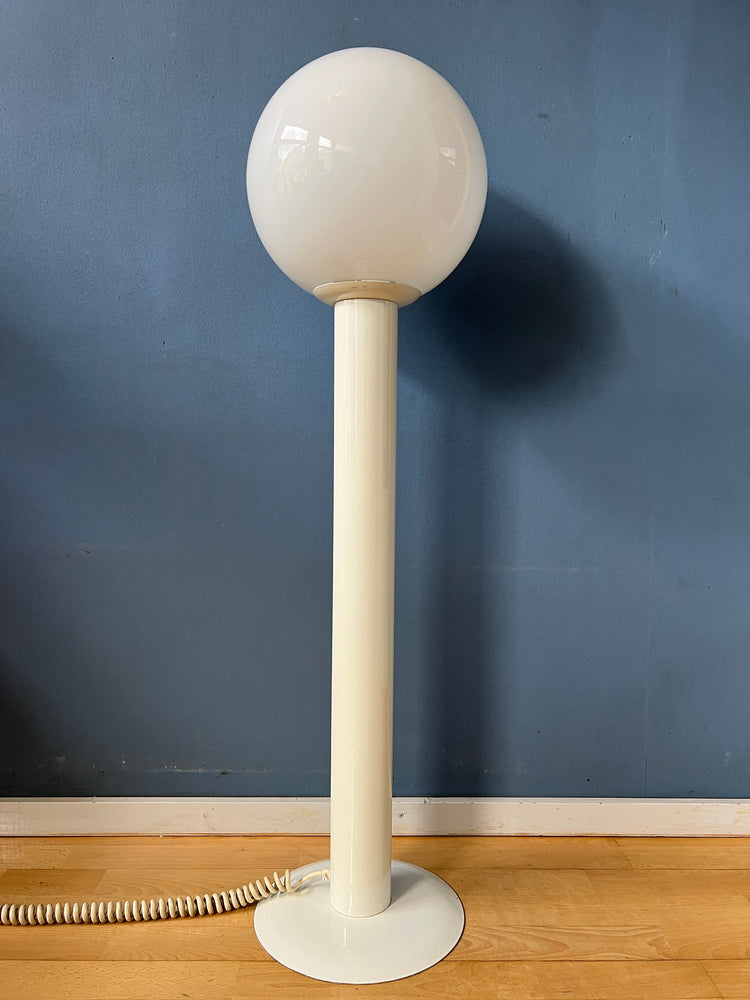 White Space Age Woja Holland Floor Lamp with Opaline Glass Shade