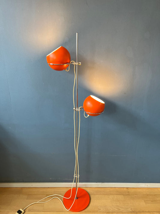 Vintage GEPO Floor Lamp - Orange Eyeball Lamp - Red Space Age 70s Standing Light