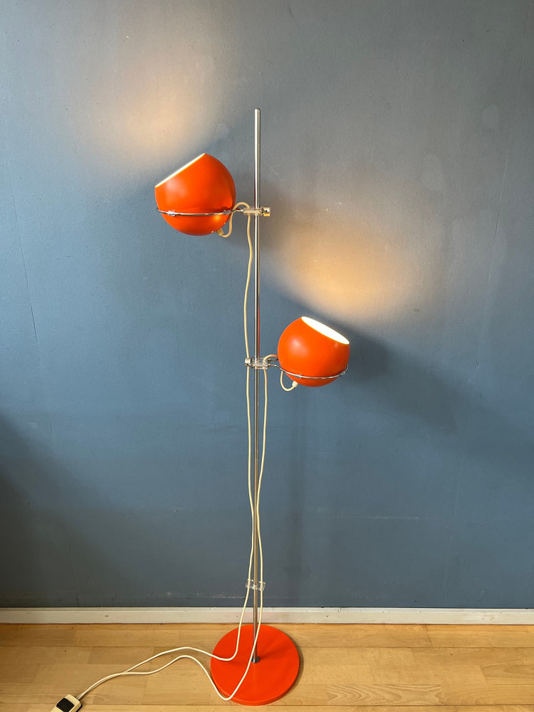 Vintage GEPO Floor Lamp - Orange Eyeball Lamp - Red Space Age 70s Standing Light