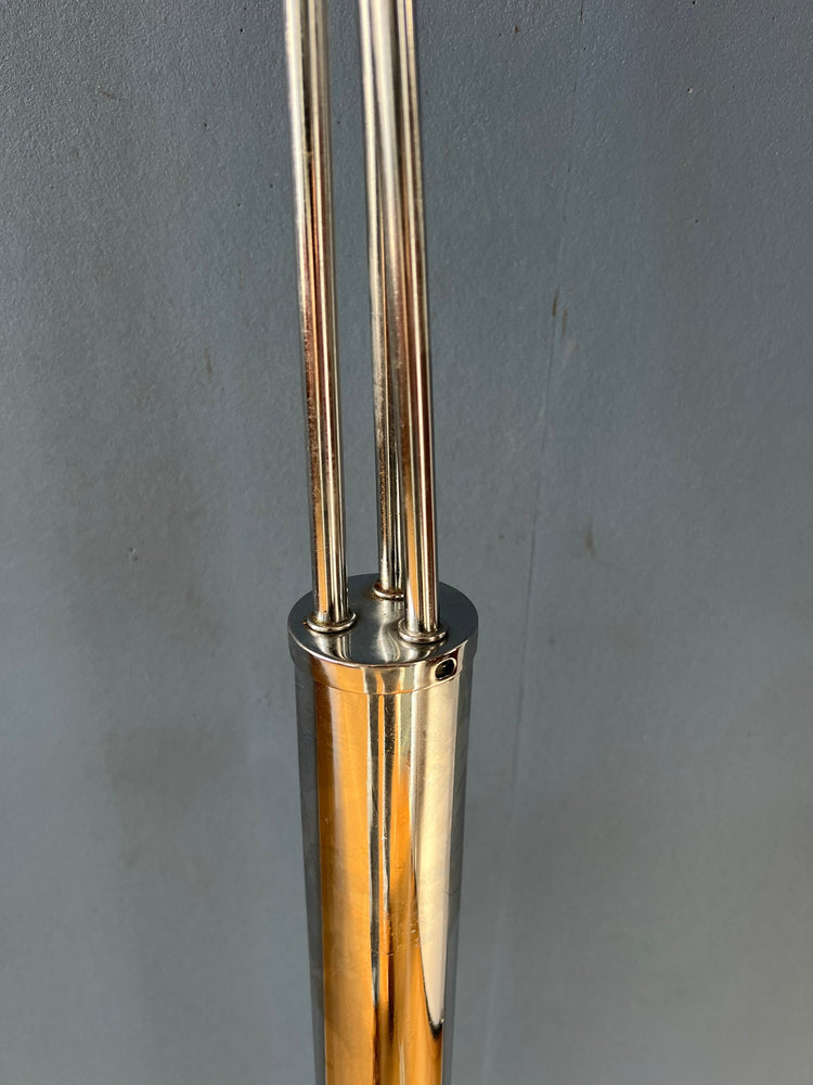 Chrome Three Finger 80s Arc Floor Lamp