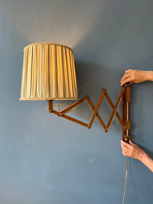 Teak Wood Scissor Wall Light