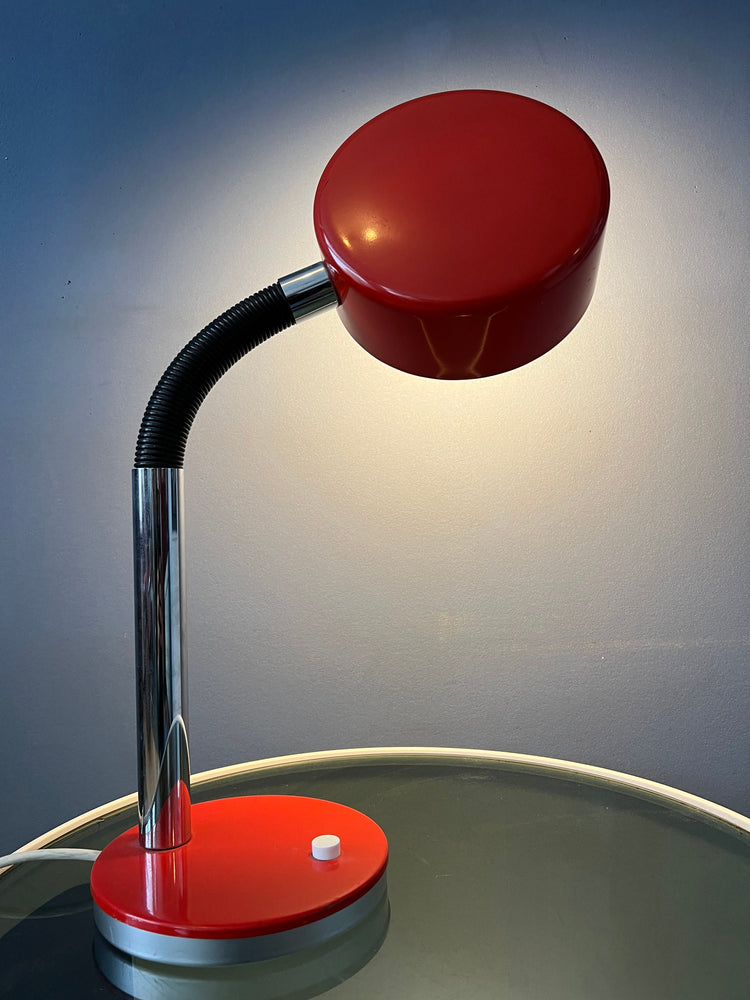 Red Adjustable Mid Century Cosack Table Lamp