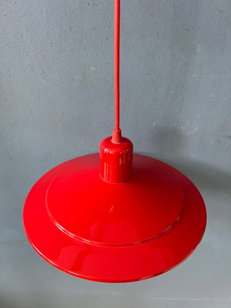 Vintage Happylight Red Metal Space Age Hanging Lamp