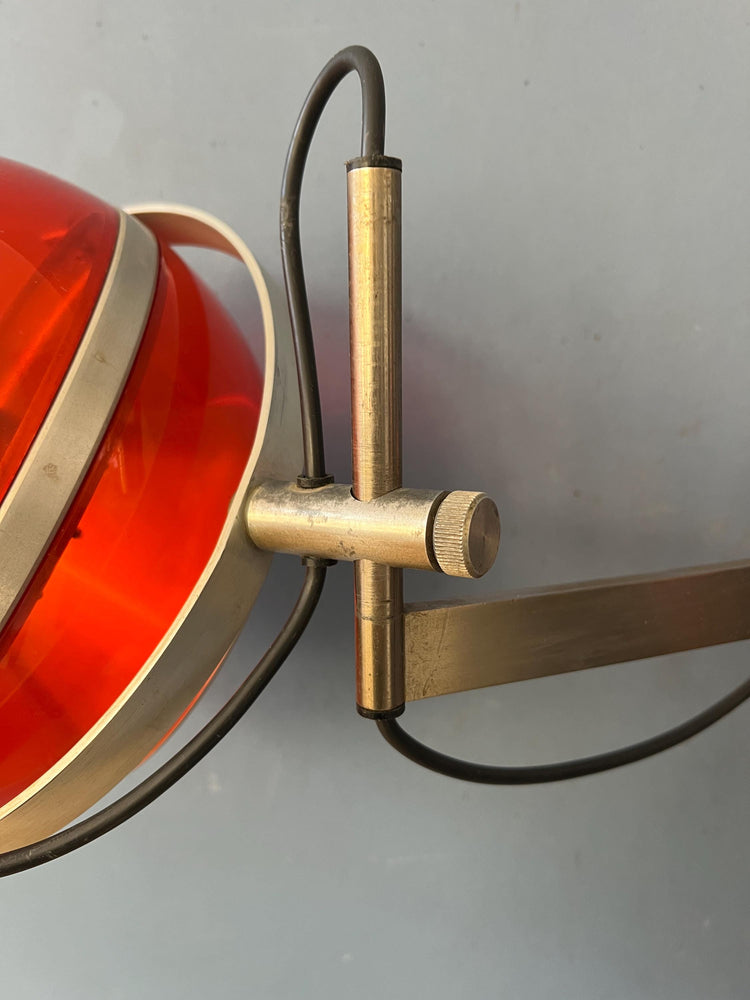 Vintage Orange Dijkstra Globe Space Age Wall Lamp