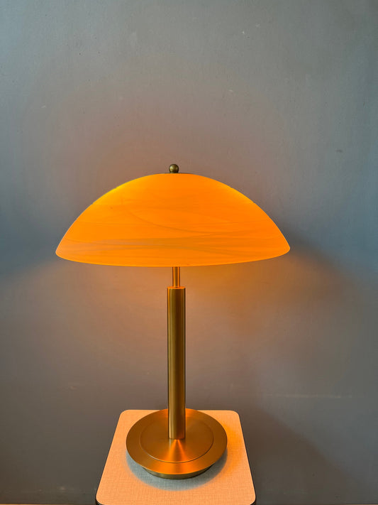 Post Modern Mushroom Table Lamp - Art Nouveau Glass Table Lamp - Metal Desk Lamp