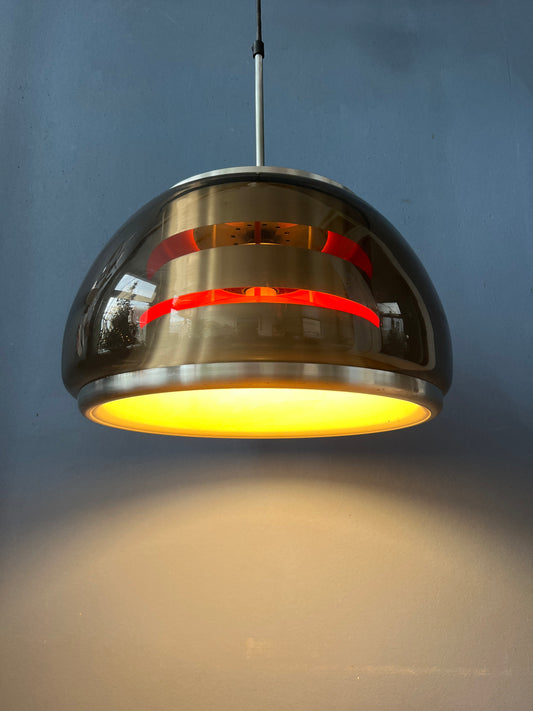 Mid century Space Age Smoked Glass Pendant Lamp