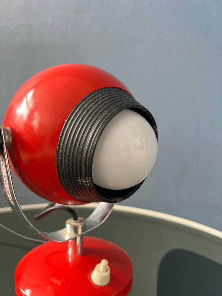 Red Mid Century Space Age Eyeball Table Lamp