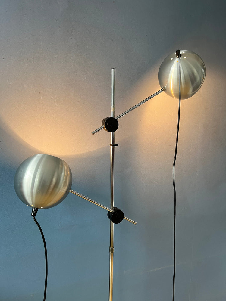 Mid Century Silver Swing Arm Eyeball Floor Lamp