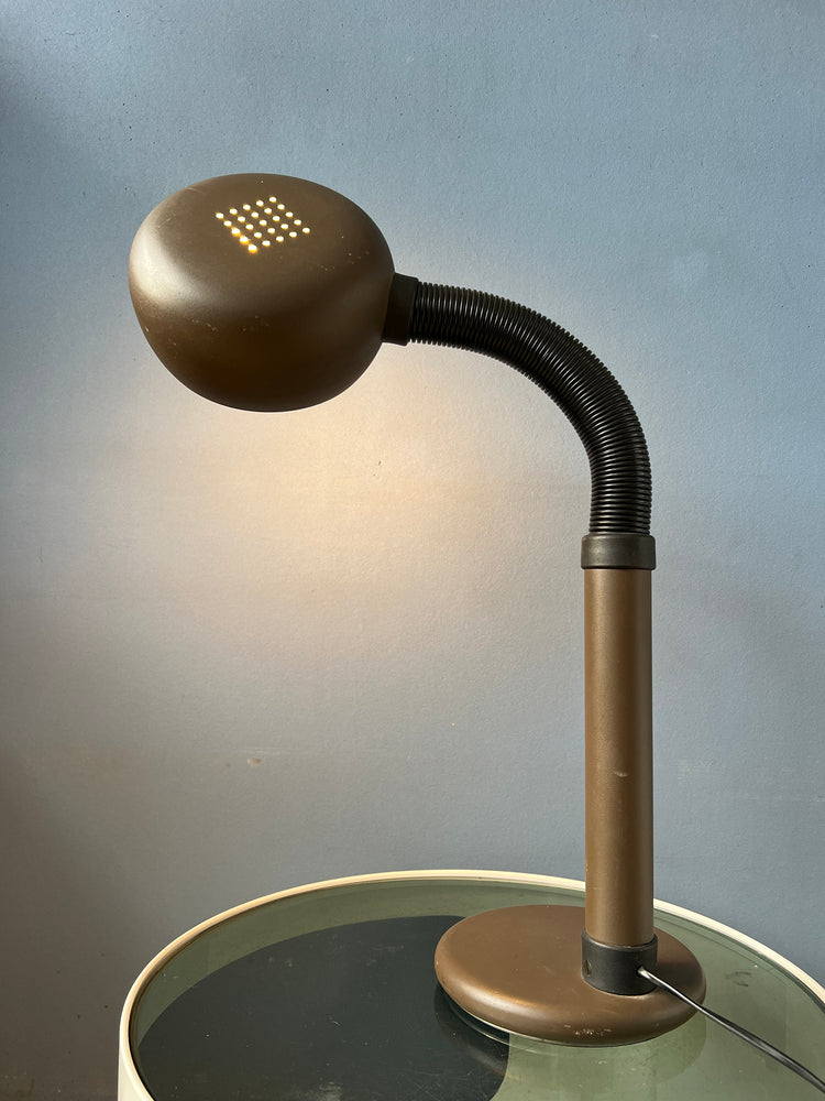 Brown Space Age Desk Lamp with Adjustable Arm