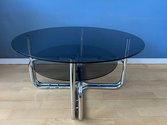 Smoked Glass Chrome Space Age Coffee Table