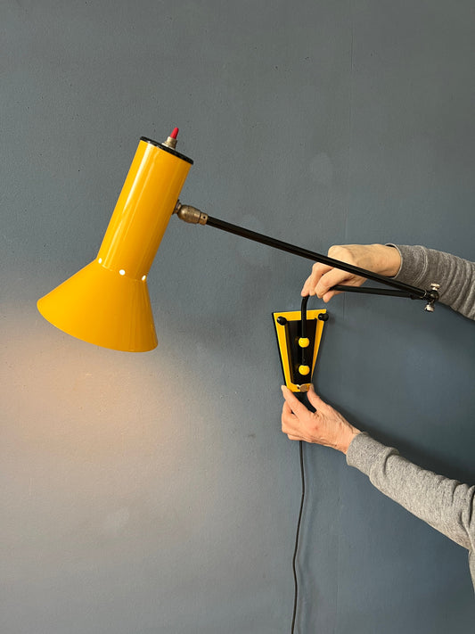 Unique Yellow 80s Swing Arm Wall Lamp