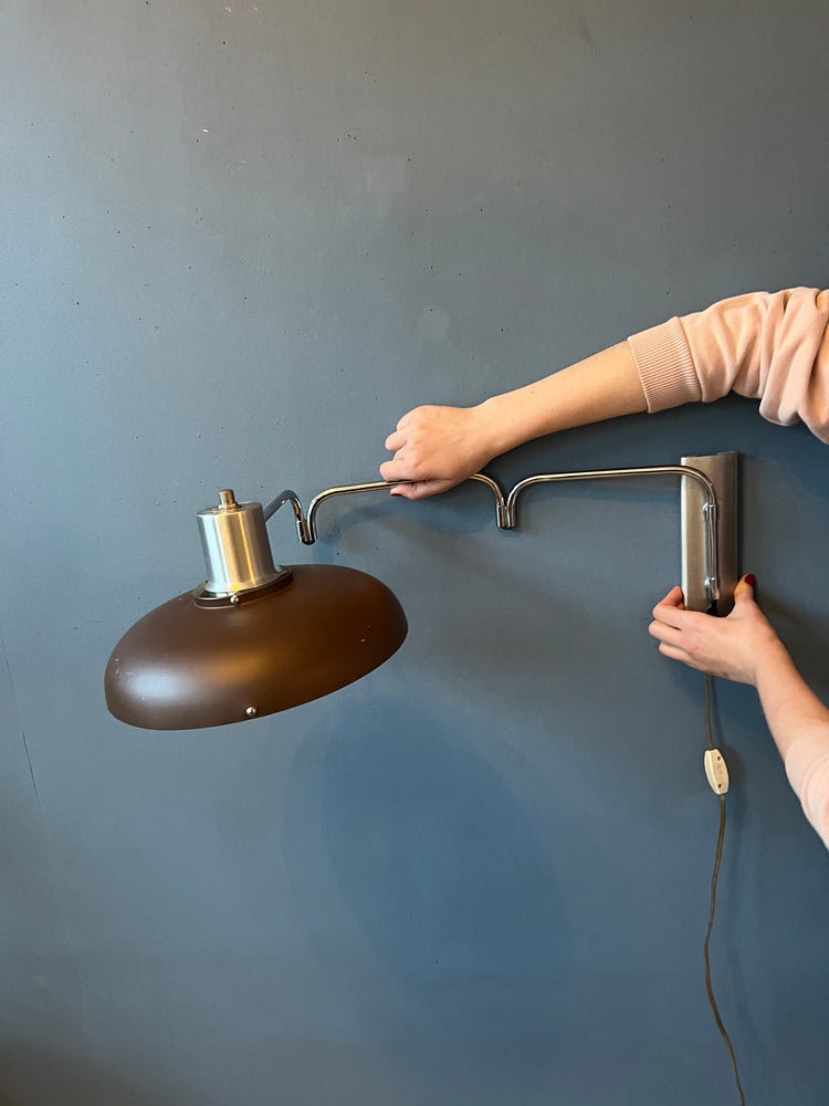 Mid Century Lakro Swing-Arm Space Age Wall Lamp