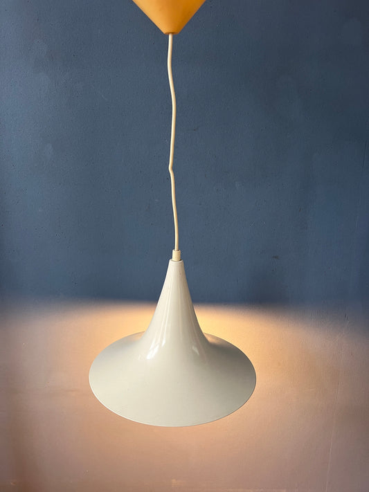 Mid Century White Space Age Witch Hat Pendant Lamp