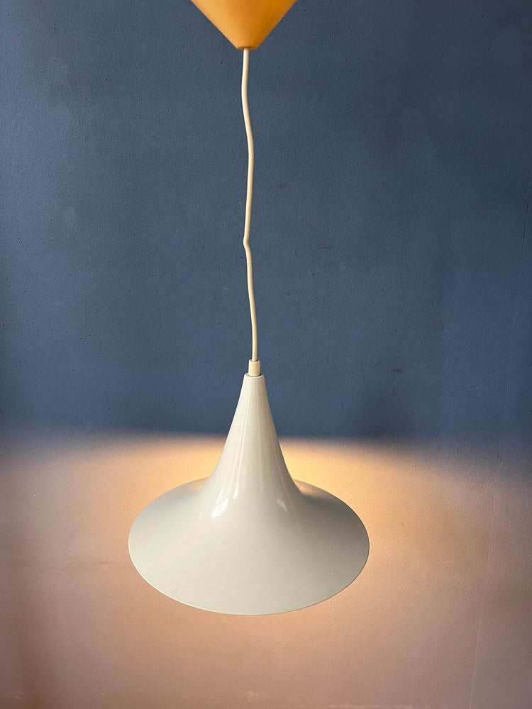 Mid Century White Space Age Witch Hat Pendant Lamp