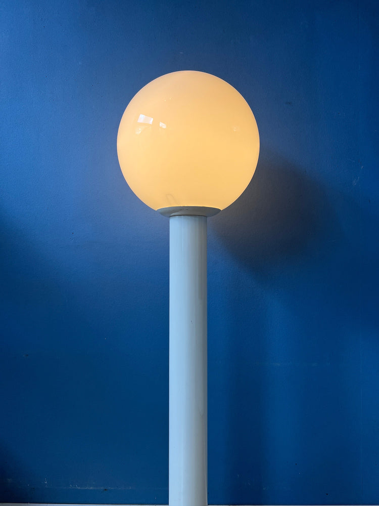 White Space Age Woja Holland Floor Lamp with Opaline Glass Shade