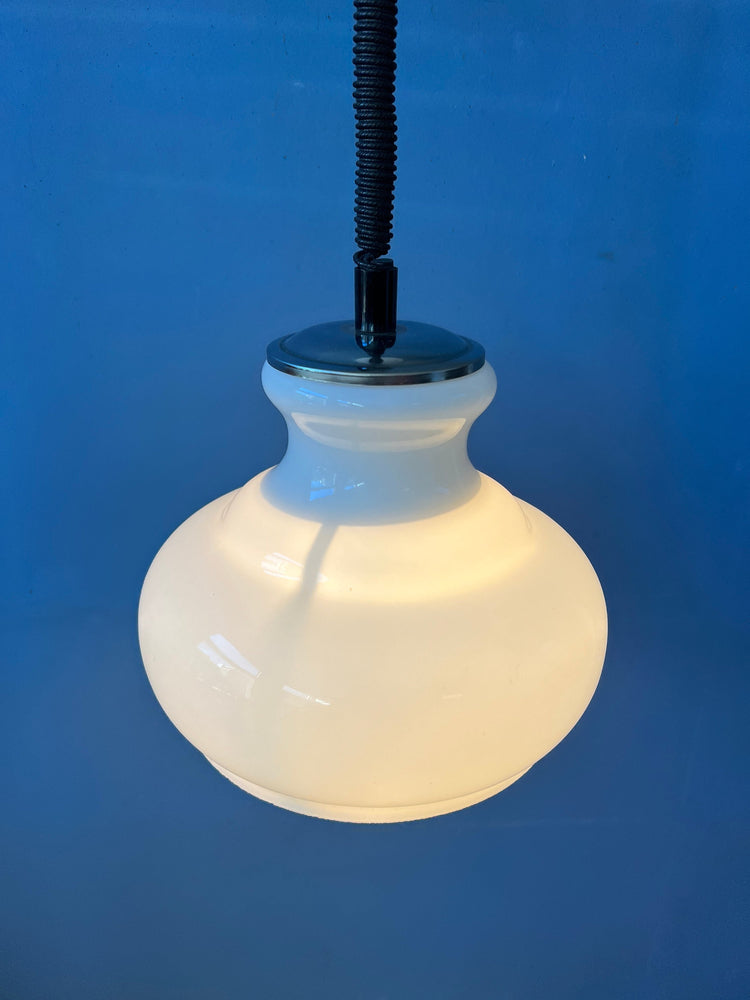 Vintage Mid Century Opaline Milk Glass Pendant Lamp