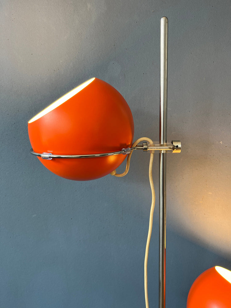 Vintage GEPO Floor Lamp - Orange Eyeball Lamp - Red Space Age 70s Standing Light