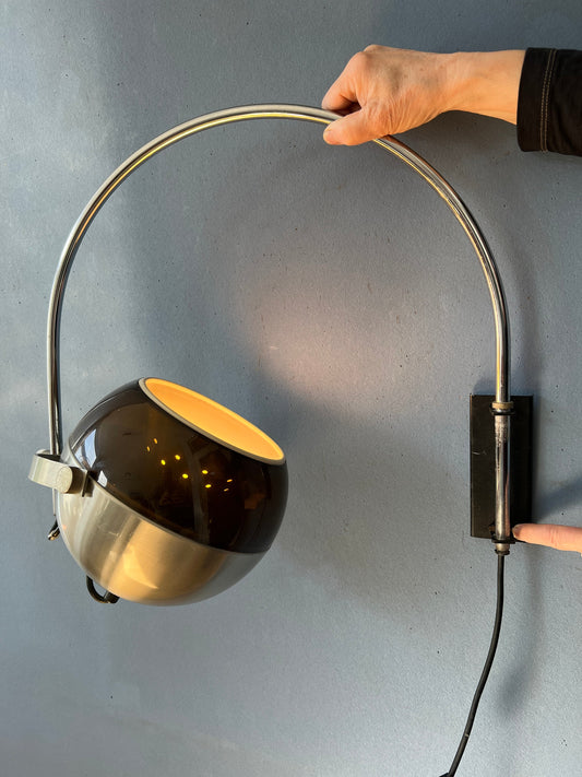 Vintage 70s Space Age Arc Wall Lamp 'Globe' by Dijkstra