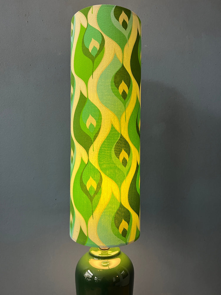 Green Vintage Space Age Table Lamp with Long Textile Shade