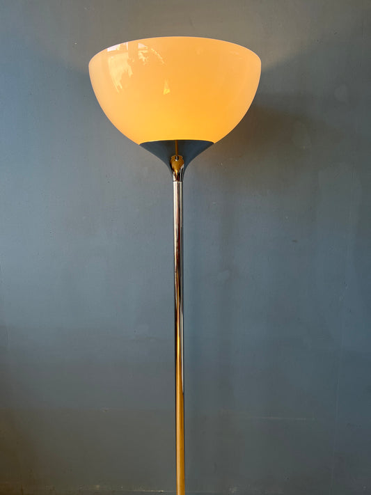 Mid Century Guzzini Space Age Floor Lamp with White Acrylic Shade