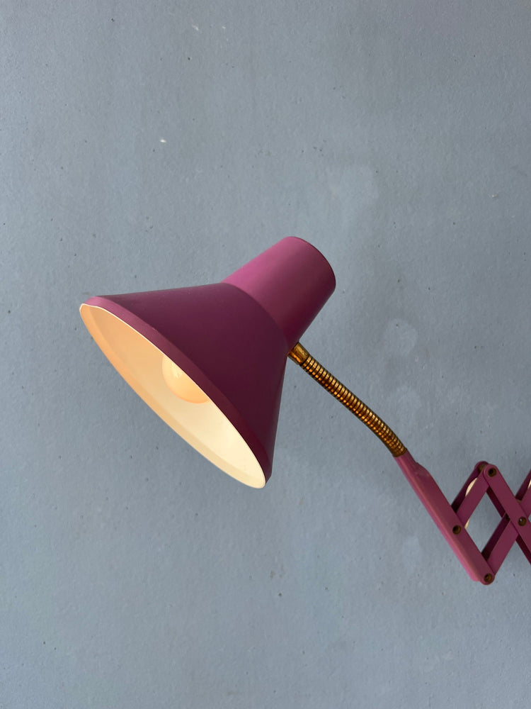 Purple Vintage Space Age Scissor Wall Lamp