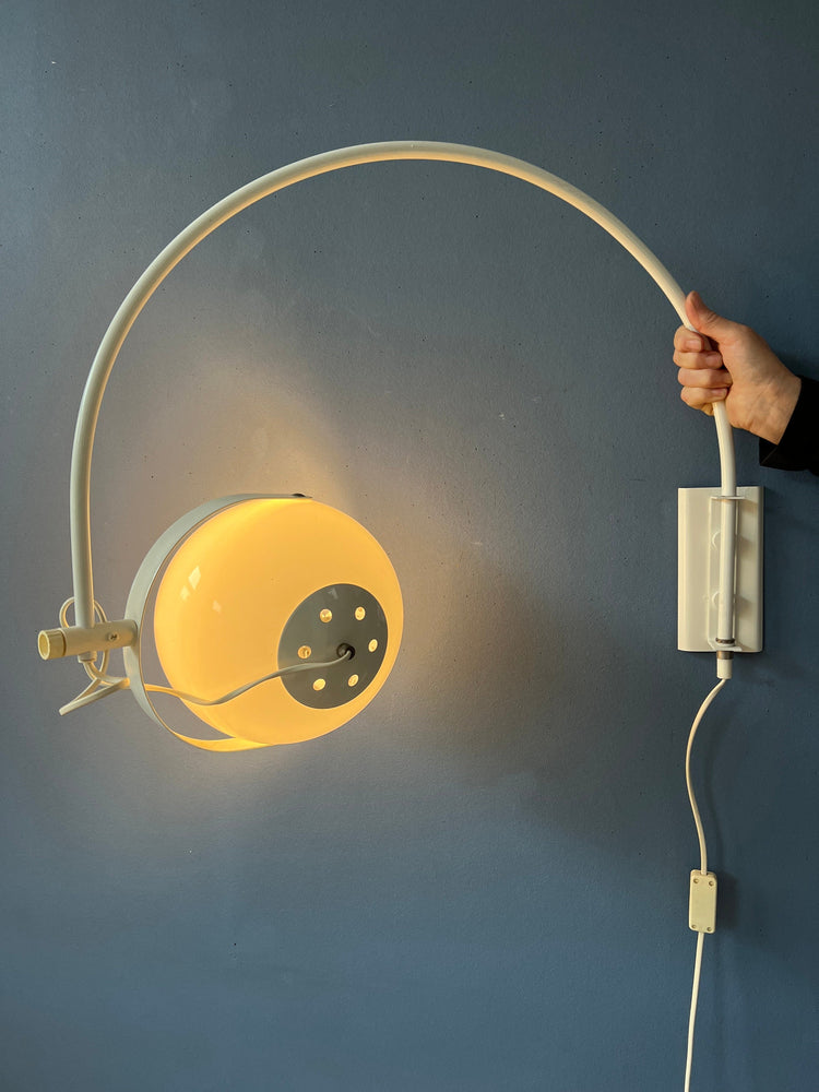 Mid Century White Space Age Mushroom Arc Wall Lamp