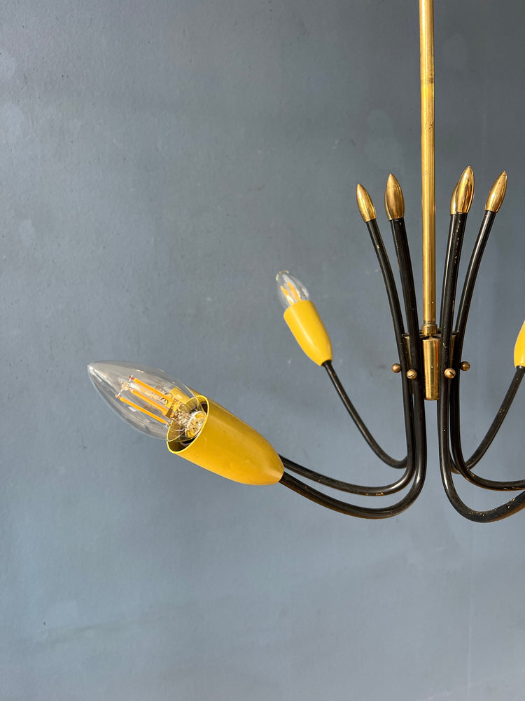 Vintage Yellow 50s Spider Pendant Lamp