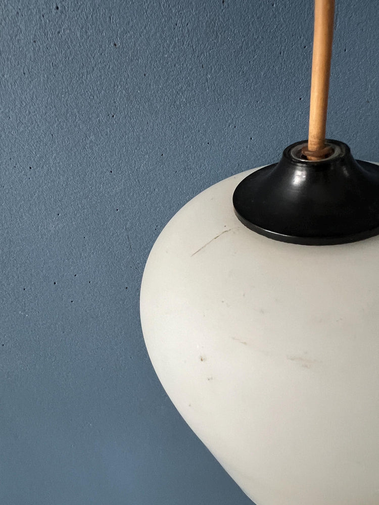 Small Reversed Tulip Mid Century Opaline Glass Hanging Lamp