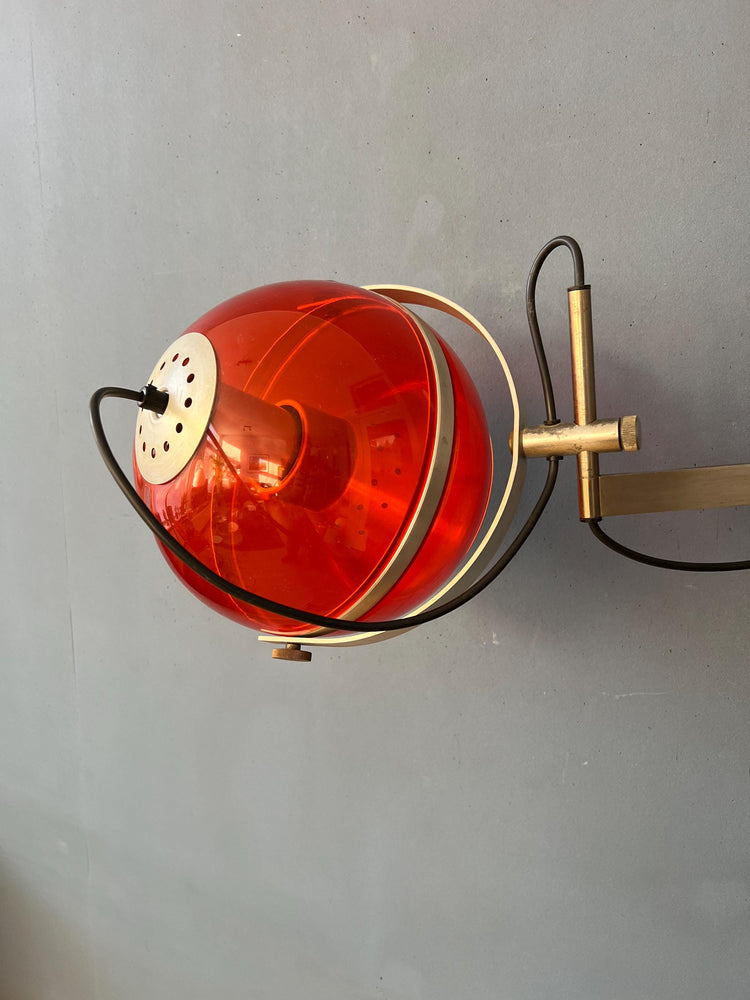 Vintage Orange Dijkstra Globe Space Age Wall Lamp