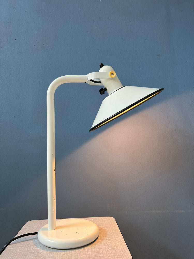 White Anvia Desk Lamp - Mid Century Table Lamp - Vintage Office Light