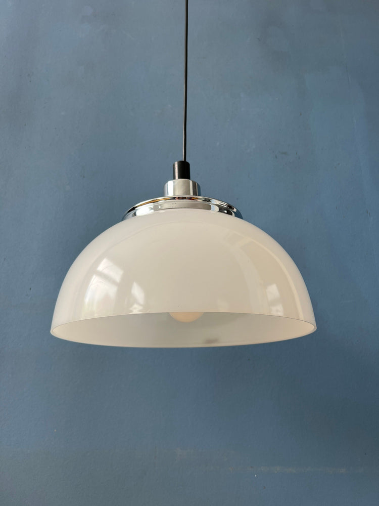 Vintage Guzzini White Faro Acrylic Glass Pendant Lamp