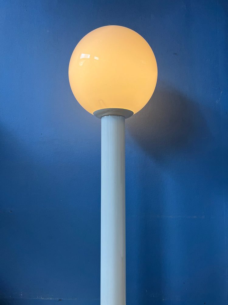 White Space Age Woja Holland Floor Lamp with Opaline Glass Shade